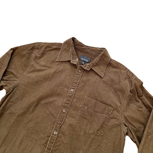 Nevada Velvet Check Button Up Shirt Tan Brown Men's Medium - Picture 7 of 7
